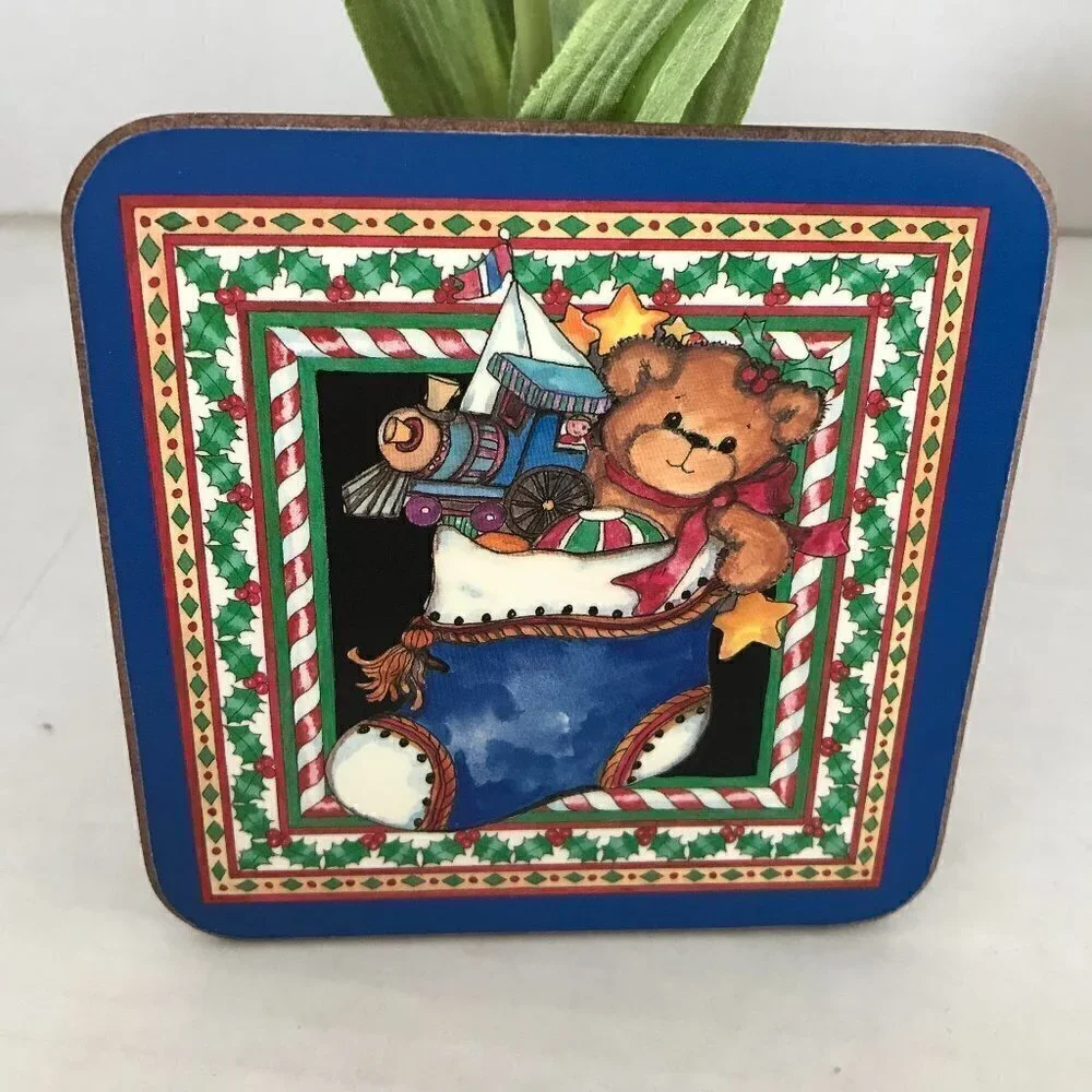 NWOT - Pimpernel Christmas Bears Stocking Coasters From England